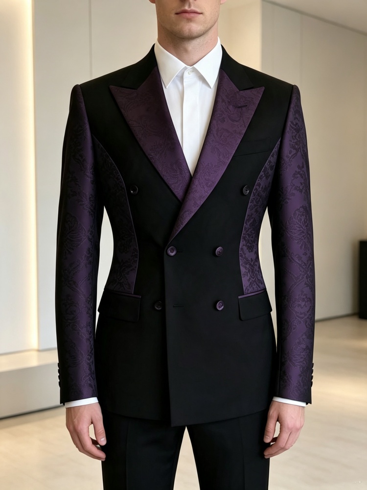 Erkek Siyah Kruvaze Blazer Mor - Jack Men'S Grooming incelemesi ve fiyatı